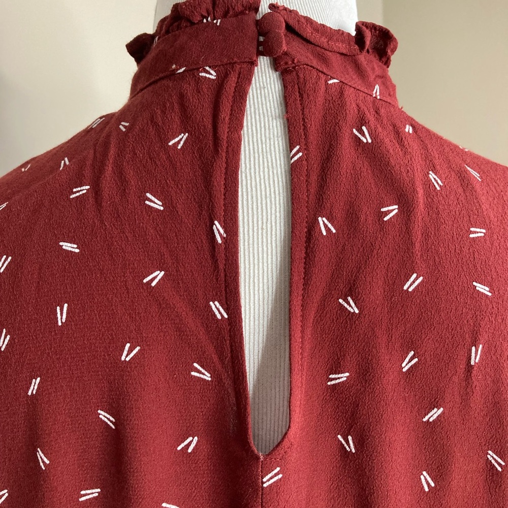 Loft Burgundy High Neck Swing Mini Dress - Picture 3 of 4